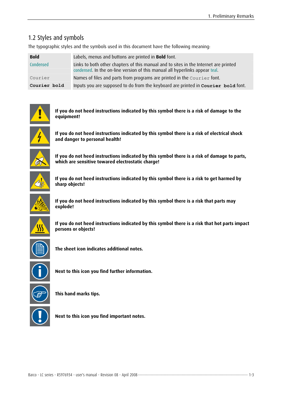 Styles and symbols, 2 styles and symbols -3, 2 styles and symbols | Barco R5976934 User Manual | Page 15 / 144