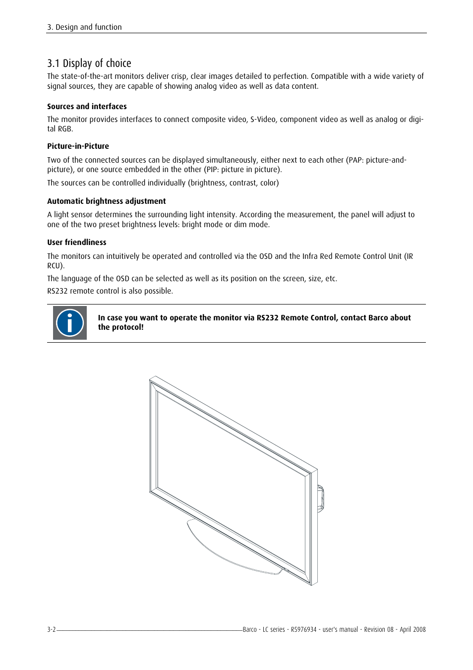 Display of choice, 1 display of choice -2, 1 display of choice | Barco R5976934 User Manual | Page 34 / 144