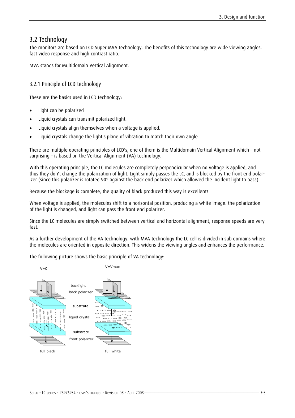 Technology, Principle of lcd technology, 2 technology -3 | 1 principle of lcd technology -3, 2 technology, 1 principle of lcd technology | Barco R5976934 User Manual | Page 35 / 144