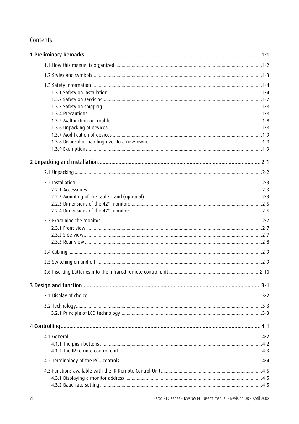 Barco R5976934 User Manual | Page 8 / 144