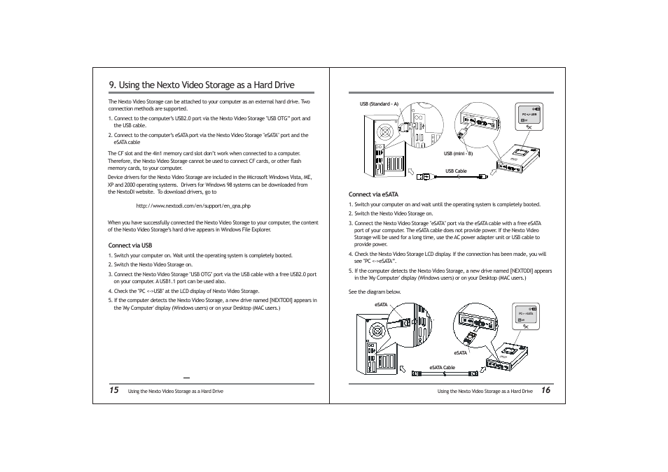 Using the nexto video storage as a hard drive | NextoDI ND2725 User Manual | Page 10 / 18