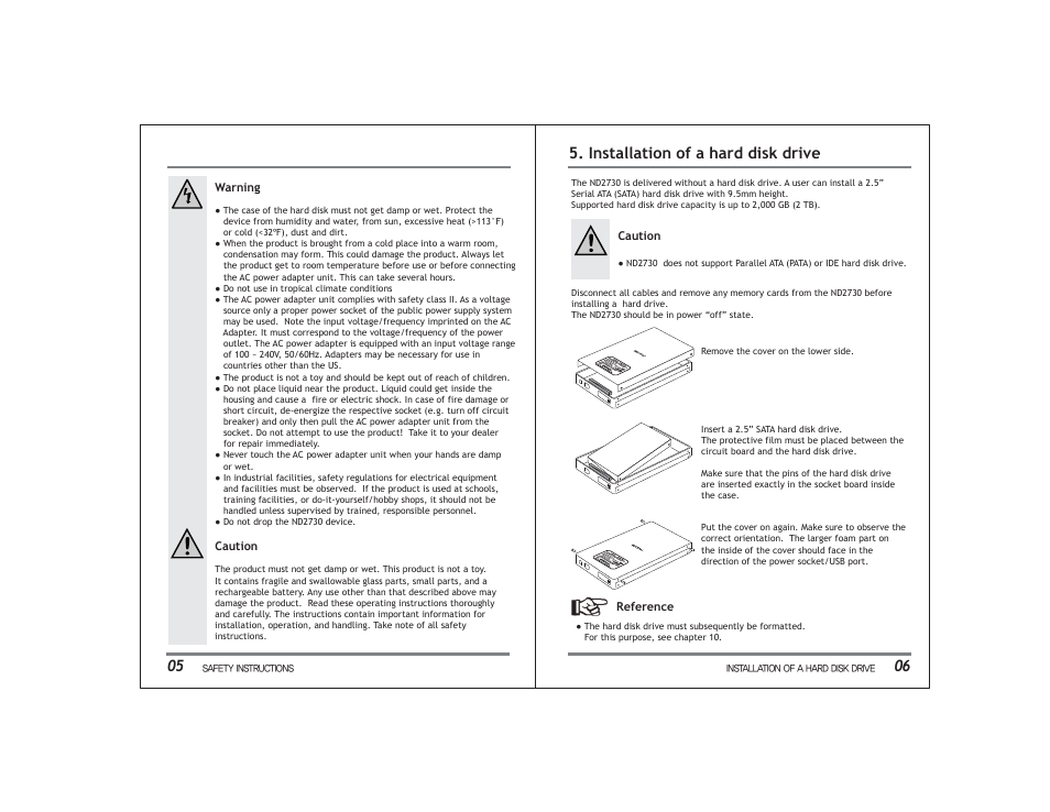 06 5. installation of a hard disk drive | NextoDI ND2730 User Manual | Page 6 / 21