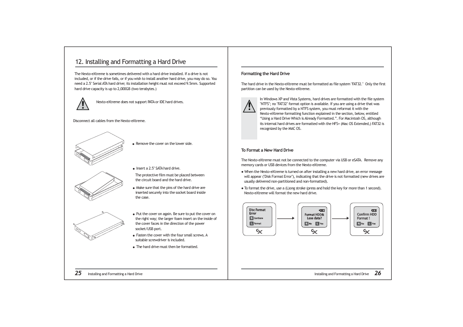 Installing and formatting a hard drive | NextoDI ND2700 User Manual | Page 15 / 17