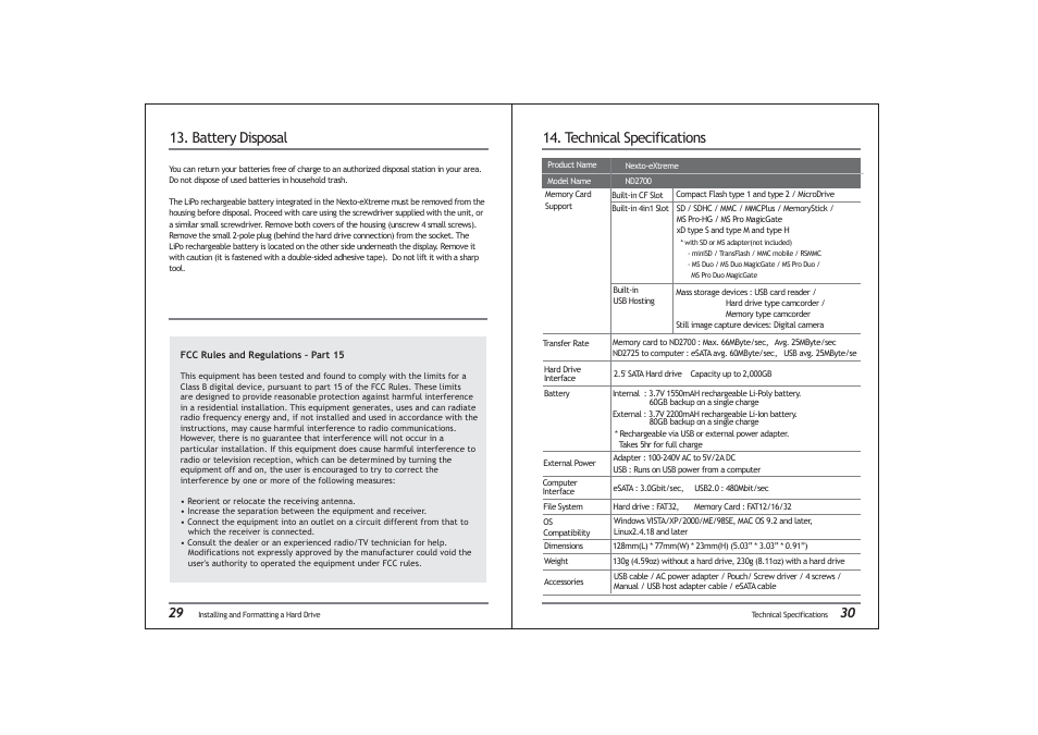 Battery disposal, Technical specifications | NextoDI ND2700 User Manual | Page 17 / 17