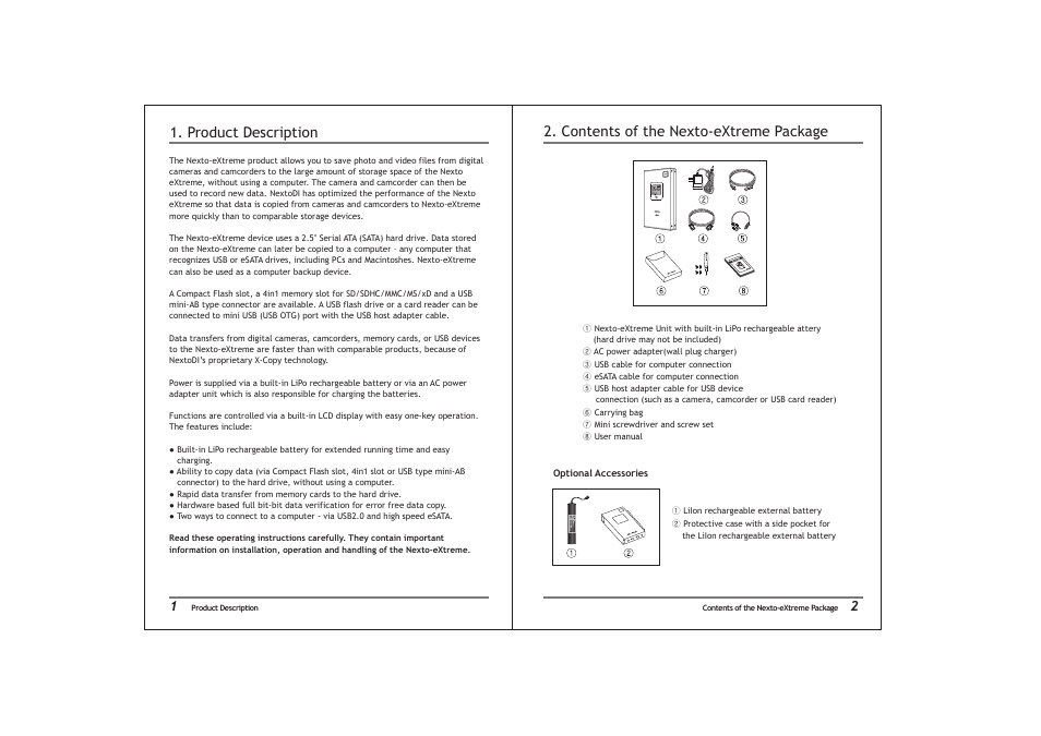 Product description, Contents of the nexto-extreme package | NextoDI ND2700 User Manual | Page 3 / 17