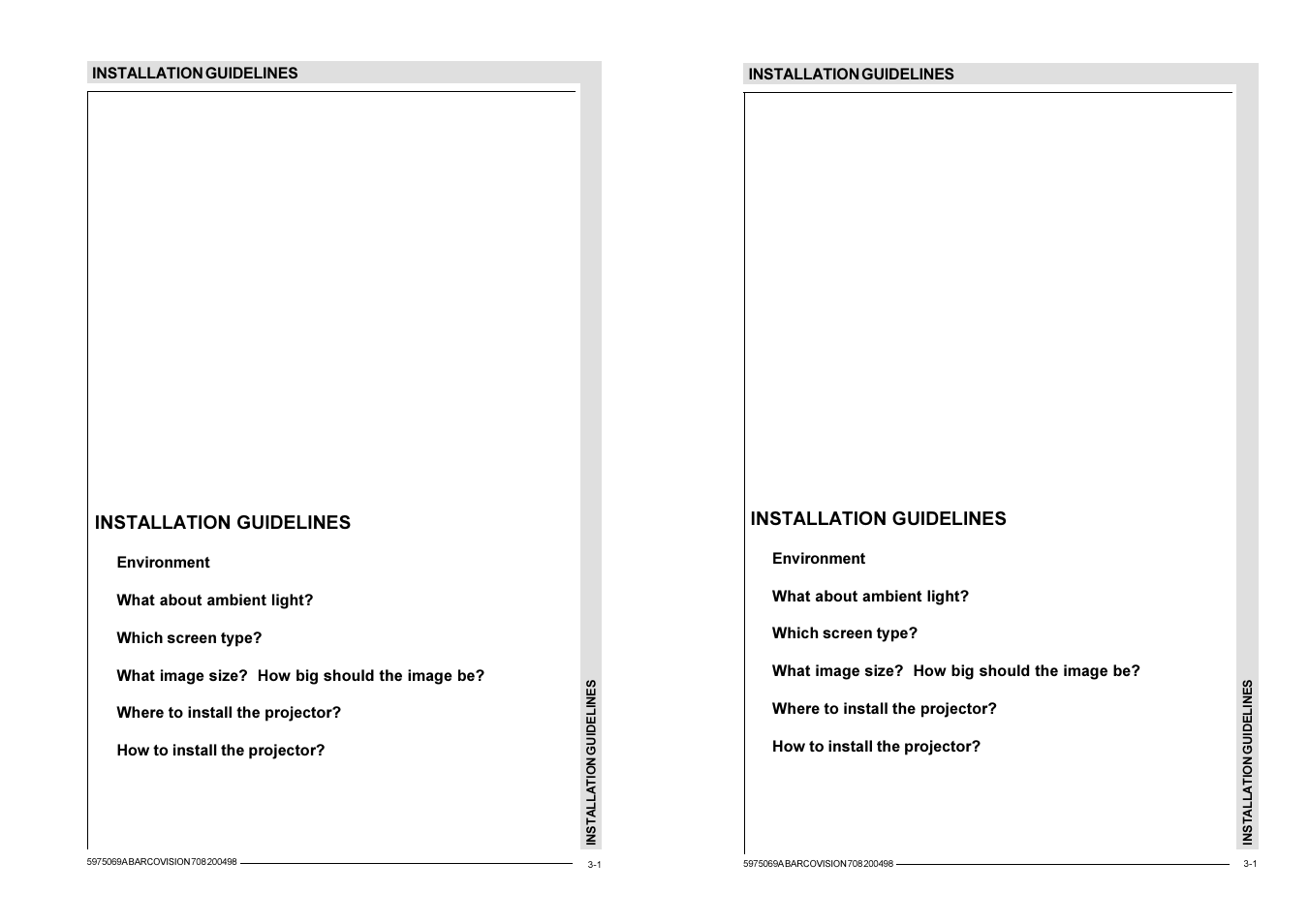 Installation guidelines | Barco R9002327 User Manual | Page 14 / 55