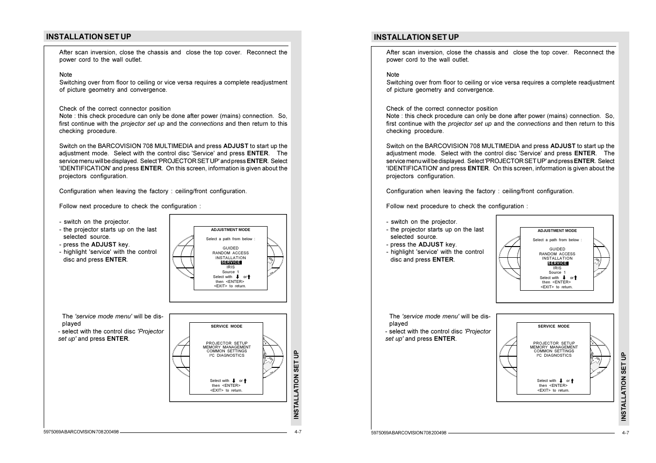 Installation set up | Barco R9002327 User Manual | Page 26 / 55