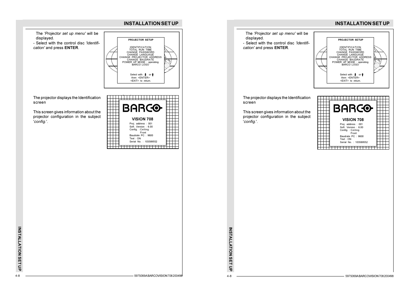 Installation set up | Barco R9002327 User Manual | Page 27 / 55