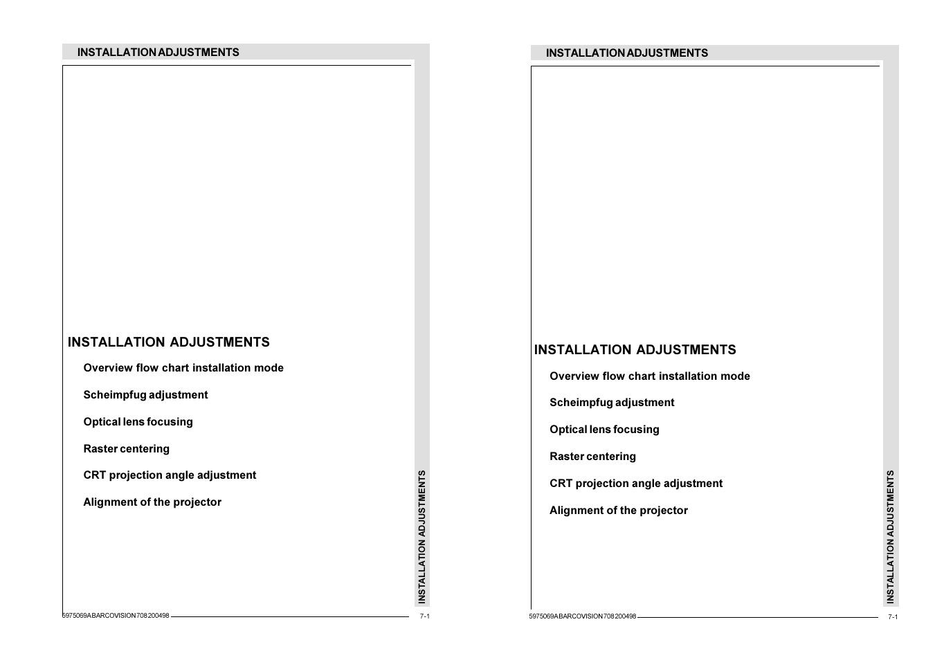 Installation adjustments | Barco R9002327 User Manual | Page 34 / 55