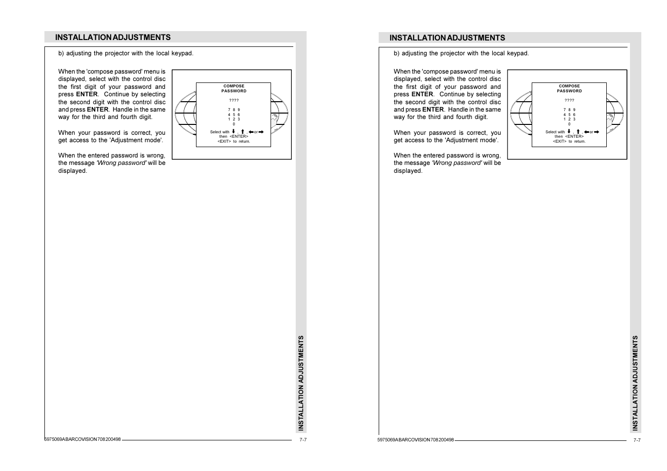 Installation adjustments | Barco R9002327 User Manual | Page 40 / 55