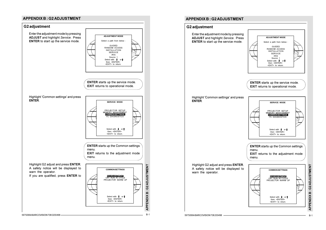 Appendix b: g2 adjustment, Appendix b : g2 adjustment, G2 adjustment | Barco R9002327 User Manual | Page 53 / 55