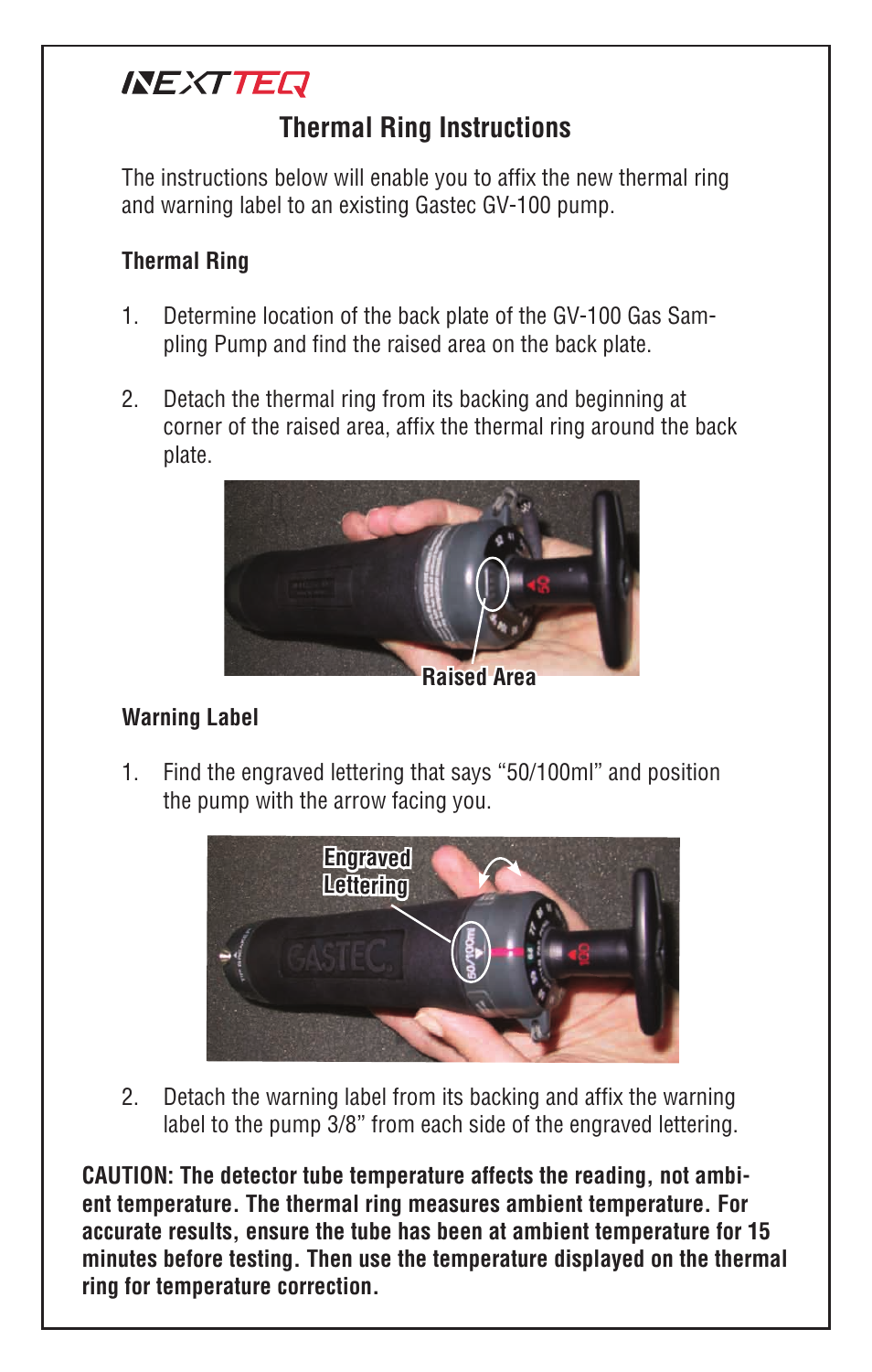 Thermal ring instructions | Nextteq Thermal Ring Kit User Manual | Page 2 / 2