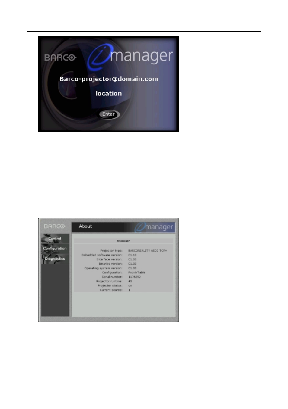 B.3 control manager start page | Barco R9001960 User Manual | Page 96 / 127