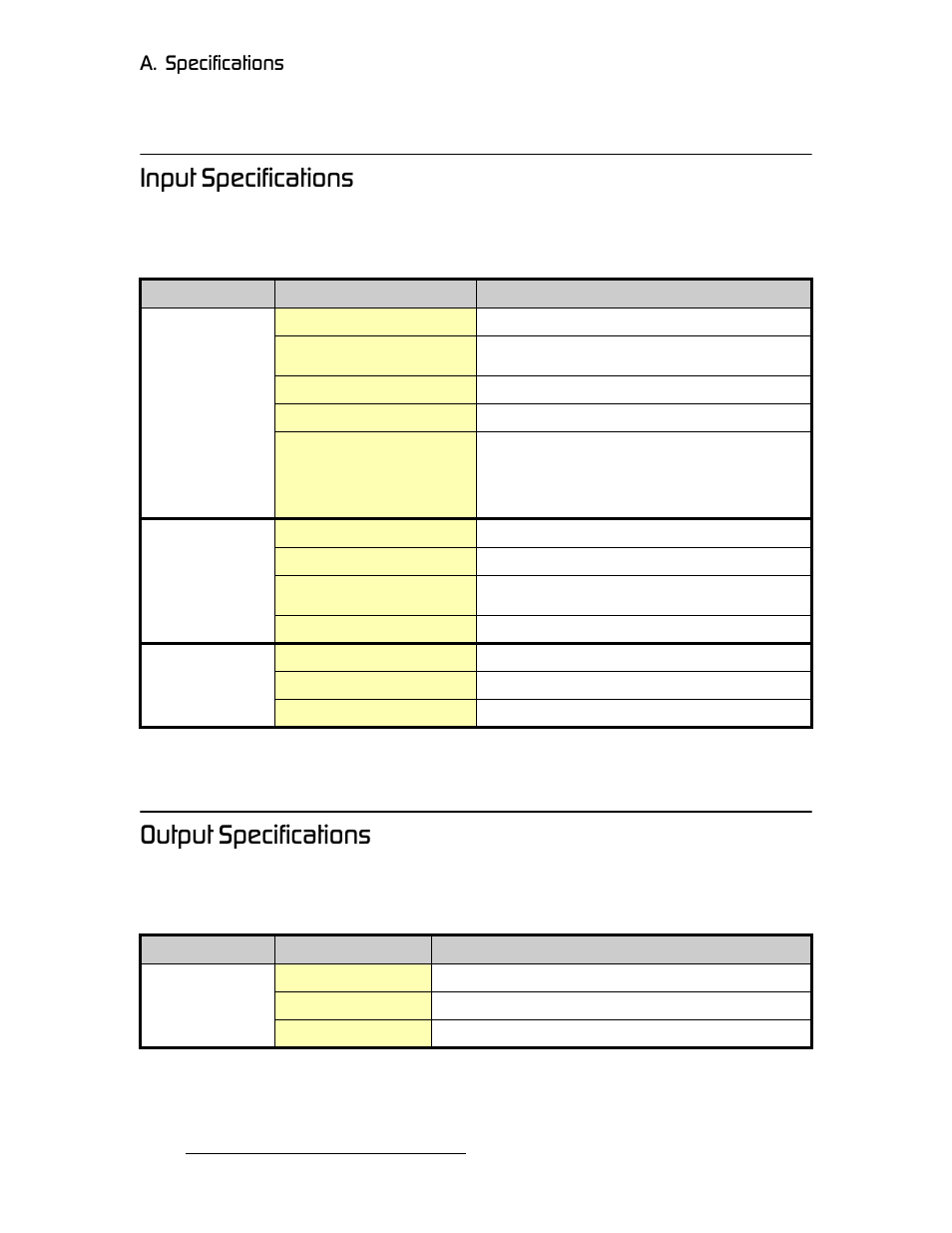 Input specifications, Output specifications, Input specifications output specifications | Fåéìí=pééåáñáå~нбзел, Lìíéìí=pééåáñáå~нбзел, K==pééåáñáå~нбзел | Barco DCS-200 User Manual | Page 116 / 170