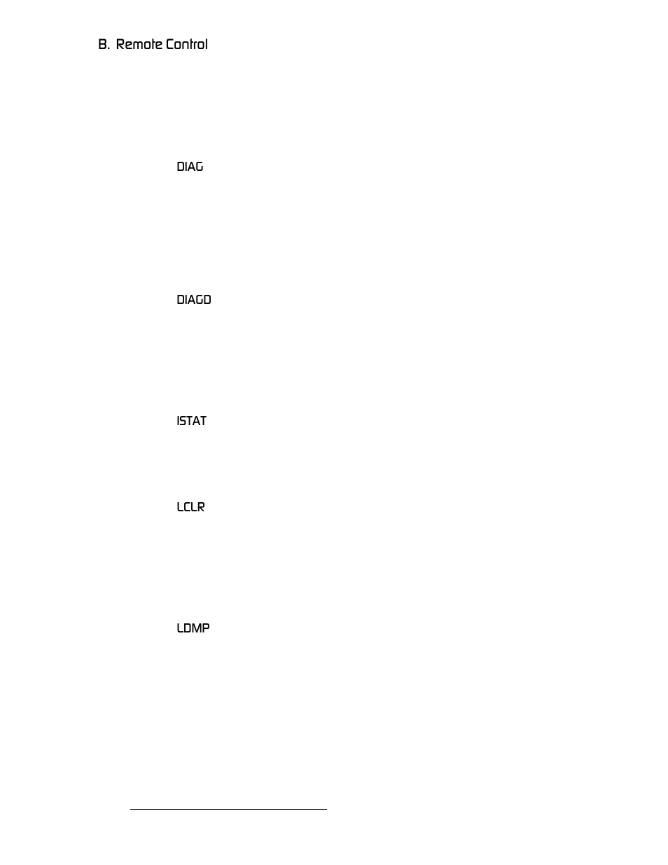 Diag, Diagd, Istat | Lclr, Ldmp, Diag diagd istat lclr ldmp, K==oéãçíé=`зенкзд | Barco DCS-200 User Manual | Page 152 / 170