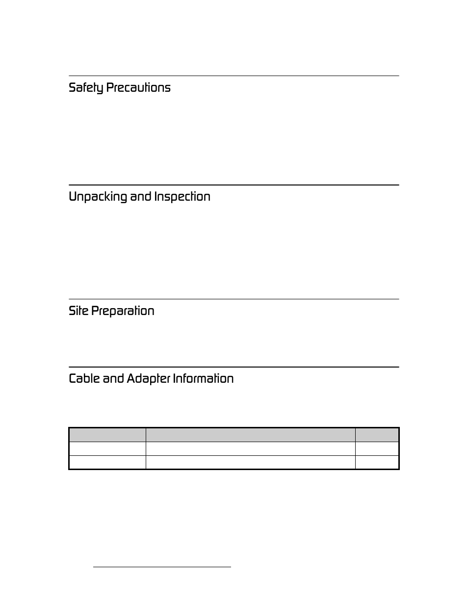 Safety precautions, Unpacking and inspection, Site preparation | Cable and adapter information, P~сйну=mêéå~мнбзел, Rей~евбец=~ез=fåëééåíáçå, Páíé=mêéé~к~нбзе, Ддй=~ез=^з~йнйк=fåñçêã~нбзе | Barco DCS-200 User Manual | Page 28 / 170