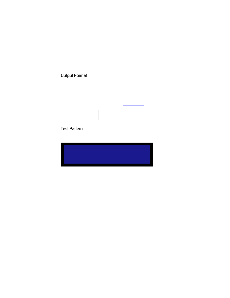 Output format, Test pattern, Output format test pattern | Barco DCS-200 User Manual | Page 48 / 170