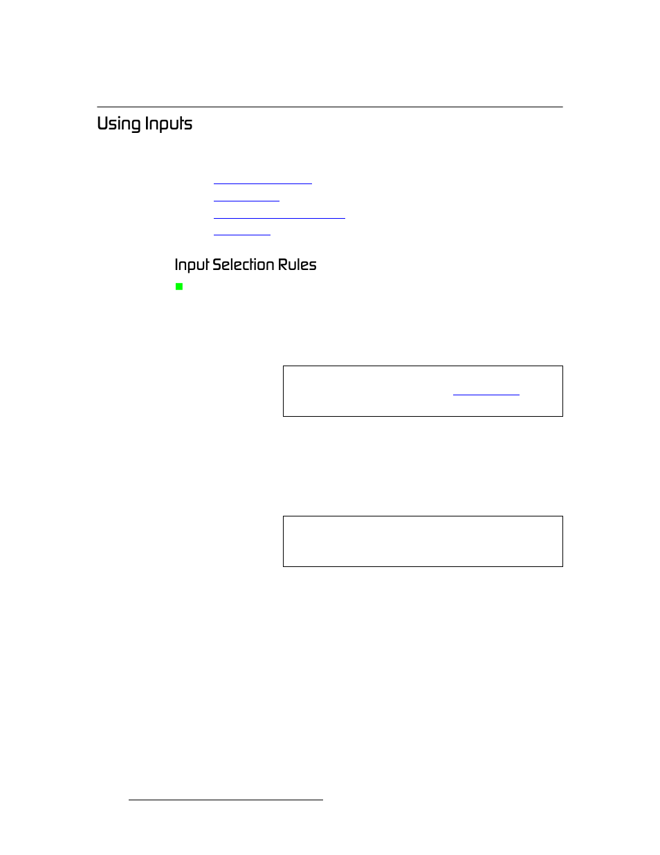 Using inputs, Input selection rules, Rëáåö=fåéìíë | Fåéìí=péäéåíáçå=oìäéë | Barco DCS-200 User Manual | Page 84 / 170