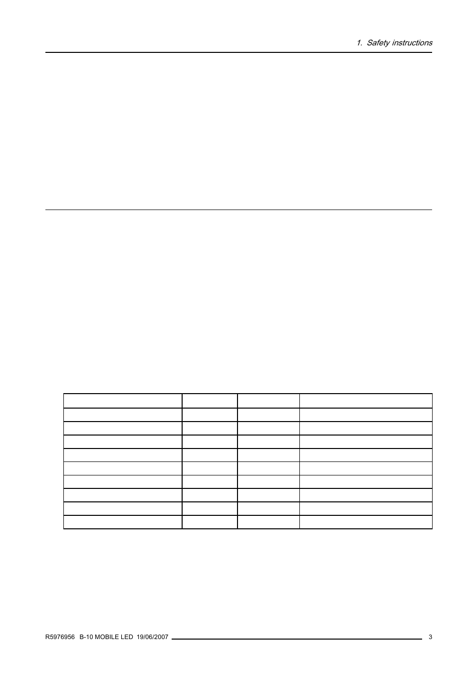 Safety instructions, 1 general instructions, General instructions | Barco R9855510 User Manual | Page 7 / 47