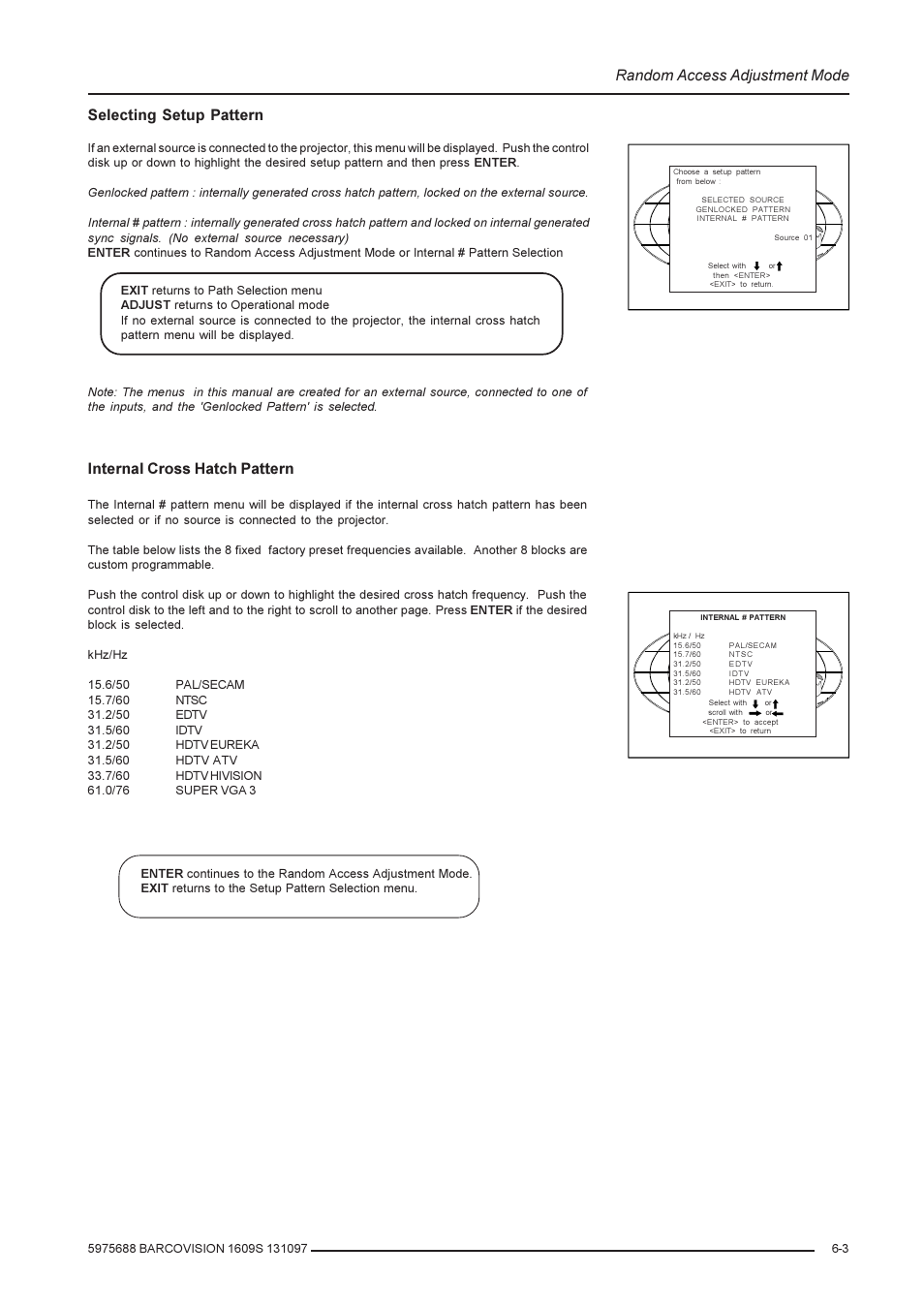 Internal cross hatch pattern | Barco R9002240 User Manual | Page 25 / 59