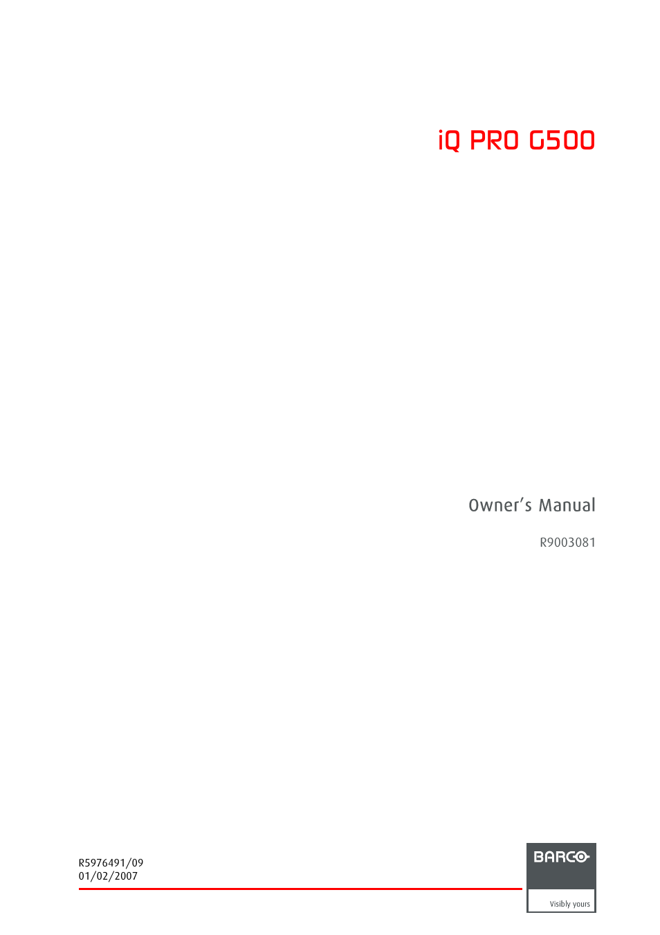 Barco iQ Pro G500 User Manual | 195 pages