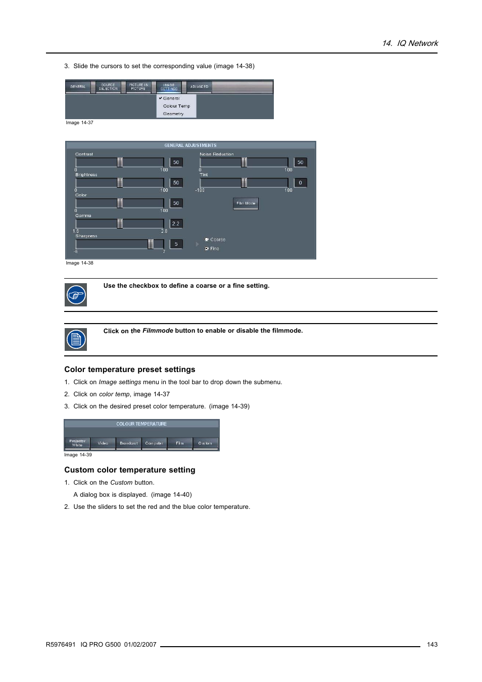 Iq network | Barco iQ Pro G500 User Manual | Page 149 / 195