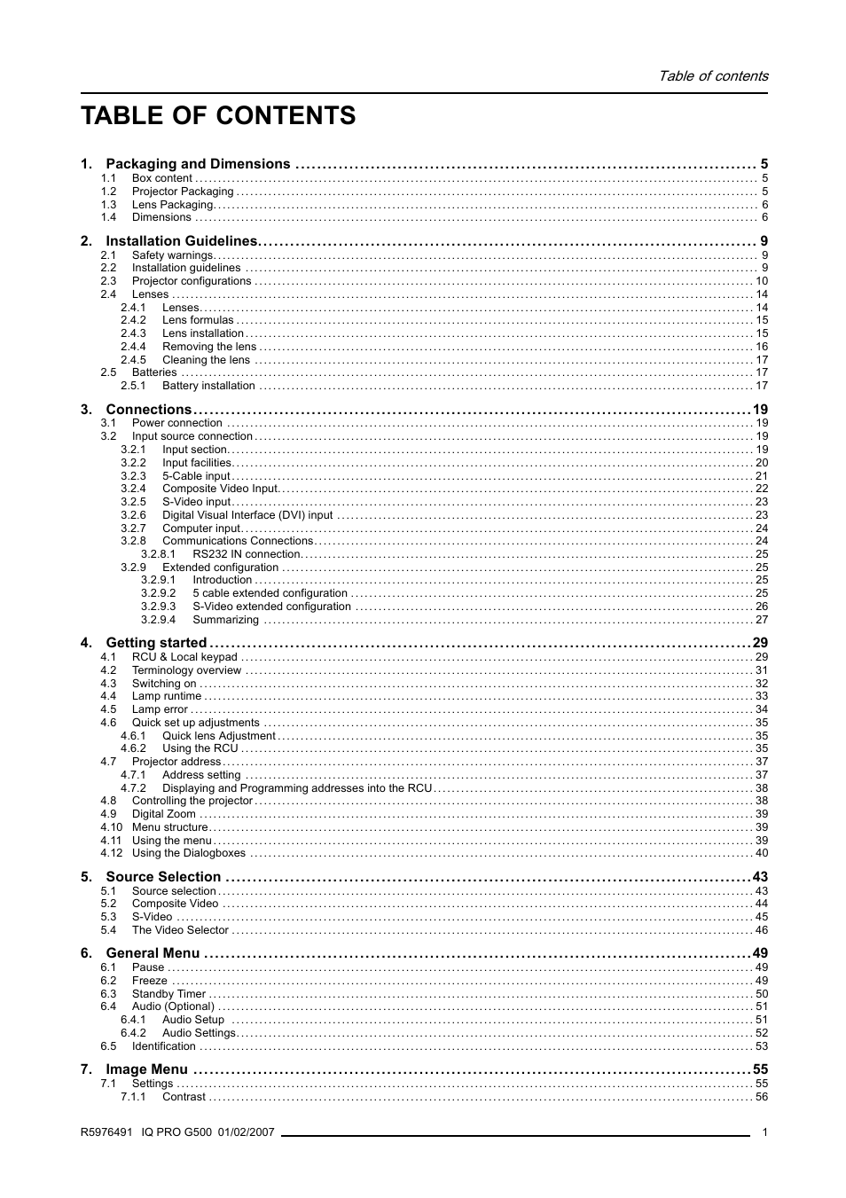 Barco iQ Pro G500 User Manual | Page 7 / 195