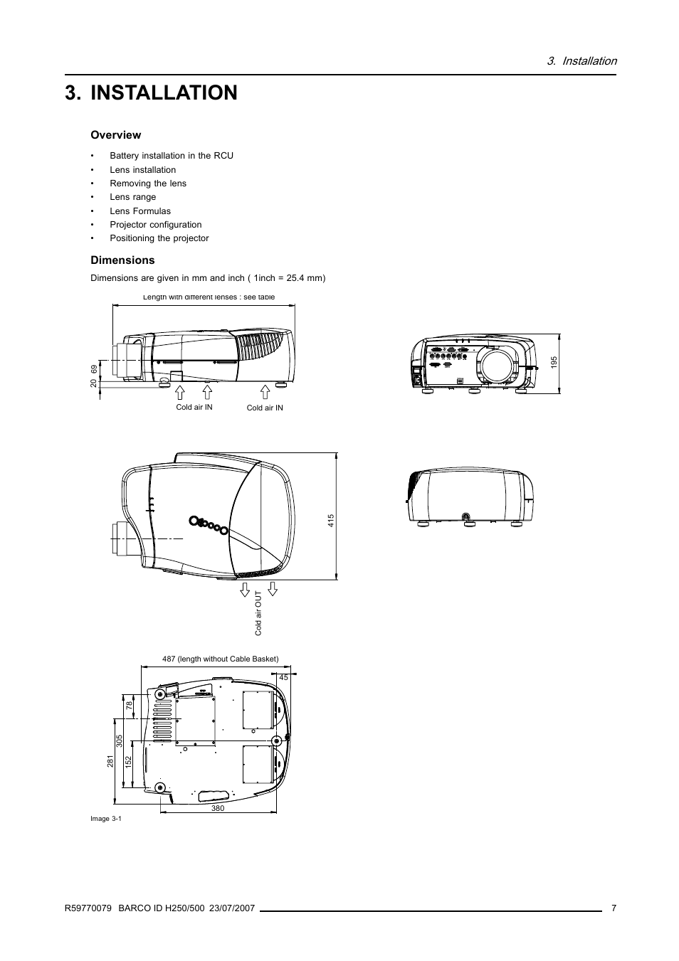 Installation | Barco R9010570 User Manual | Page 11 / 106