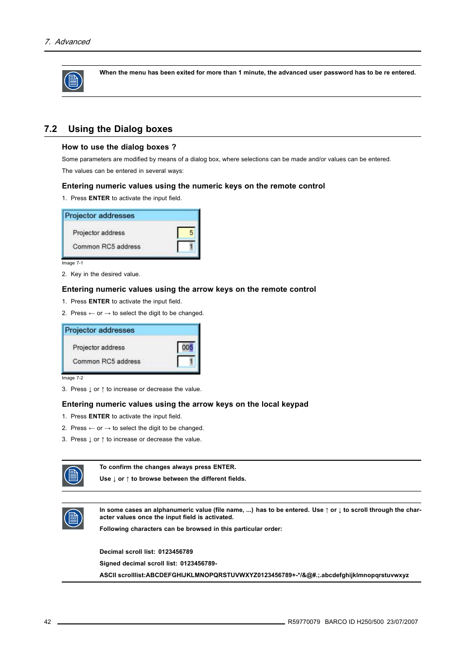 2 using the dialog boxes, Using the dialog boxes | Barco R9010570 User Manual | Page 46 / 106