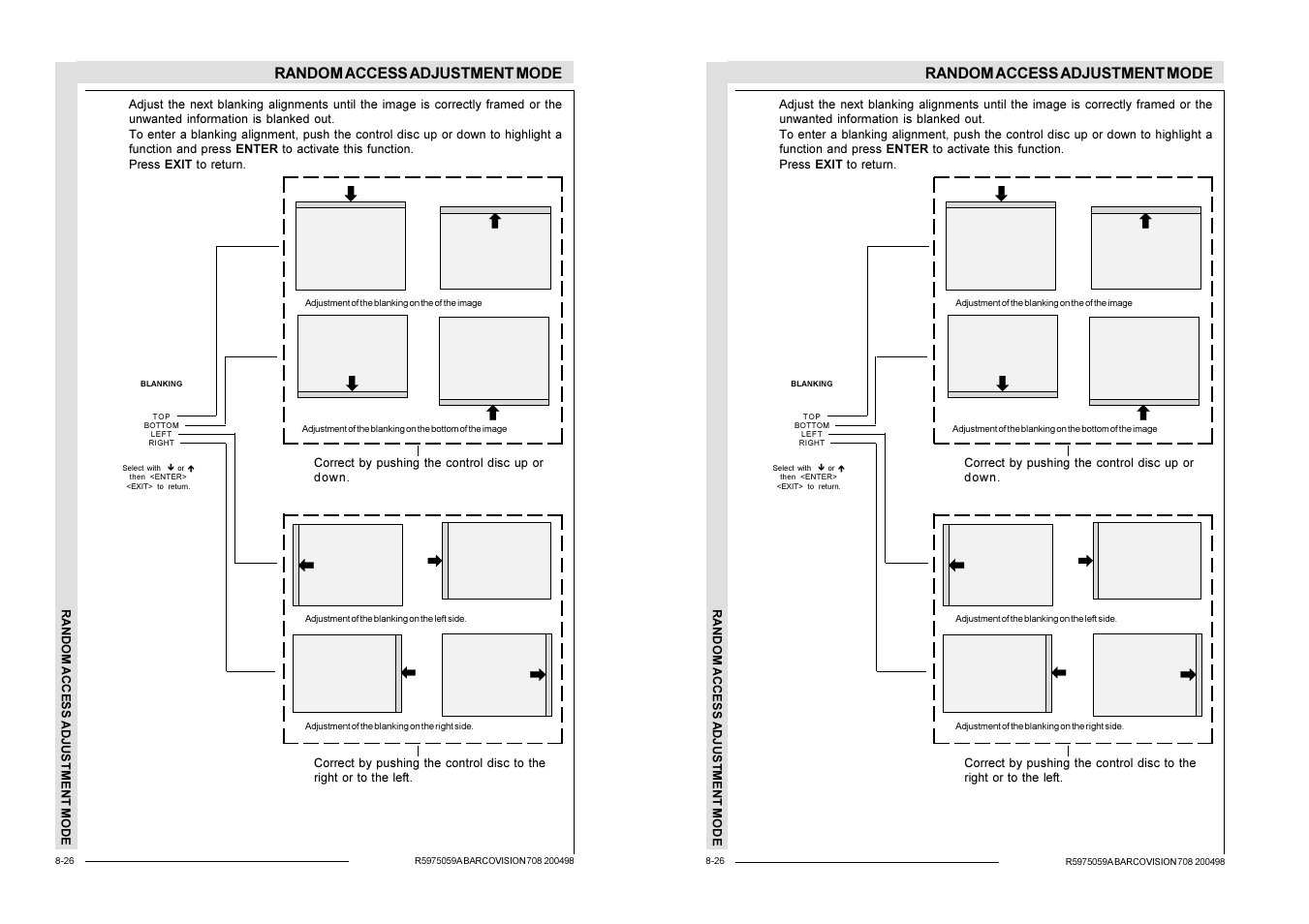 Random access adjustment mode | Barco R9002328 User Manual | Page 103 / 153