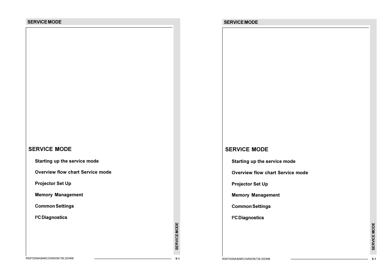 Service mode | Barco R9002328 User Manual | Page 106 / 153