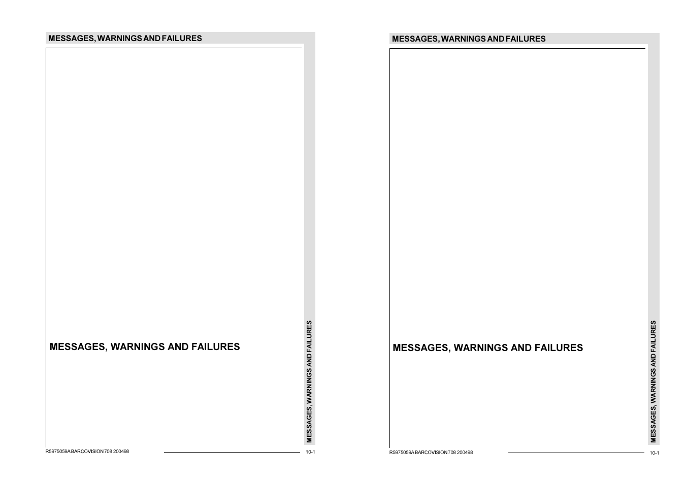 Messages, warning and failures, Messages, warnings and failures | Barco R9002328 User Manual | Page 128 / 153