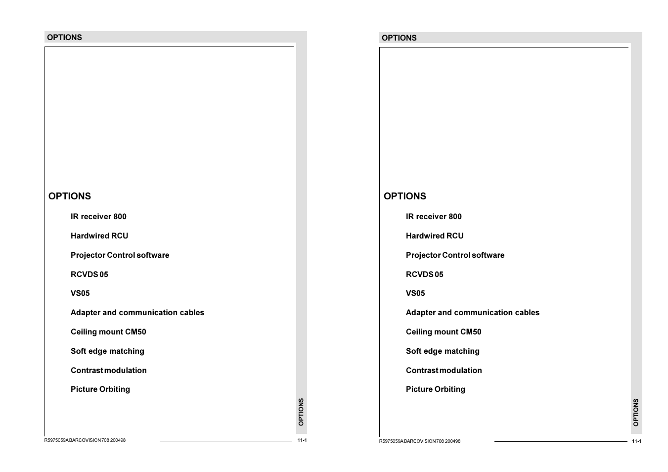 Options | Barco R9002328 User Manual | Page 132 / 153