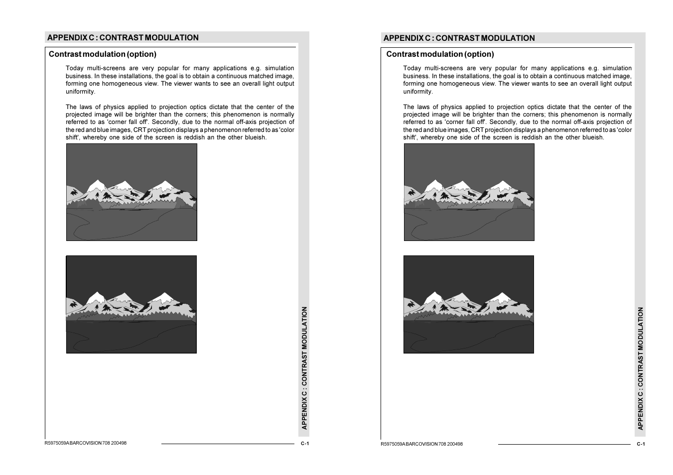 Appendix c: contrast modulation | Barco R9002328 User Manual | Page 144 / 153