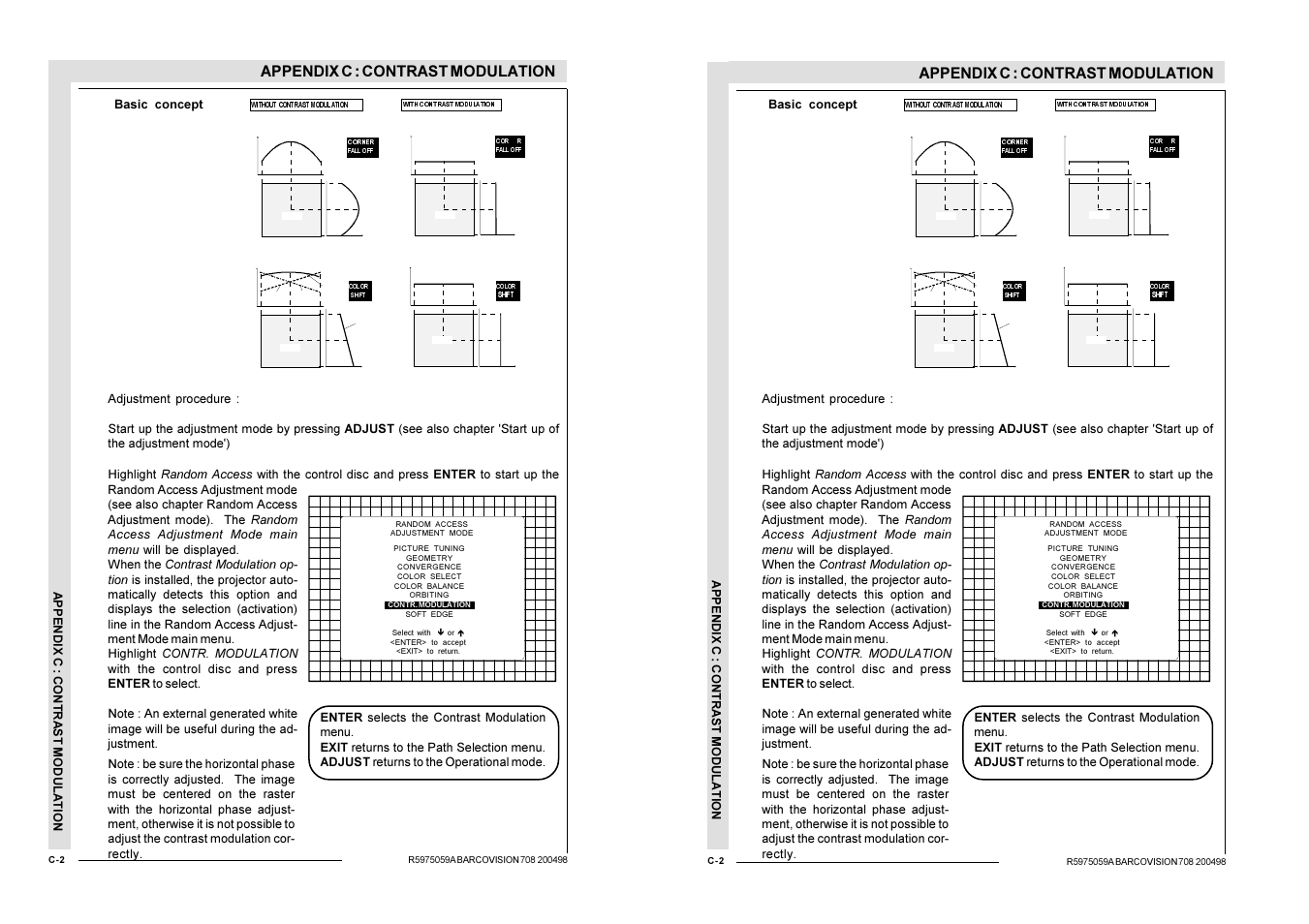 Appendix c : contrast modulation | Barco R9002328 User Manual | Page 145 / 153