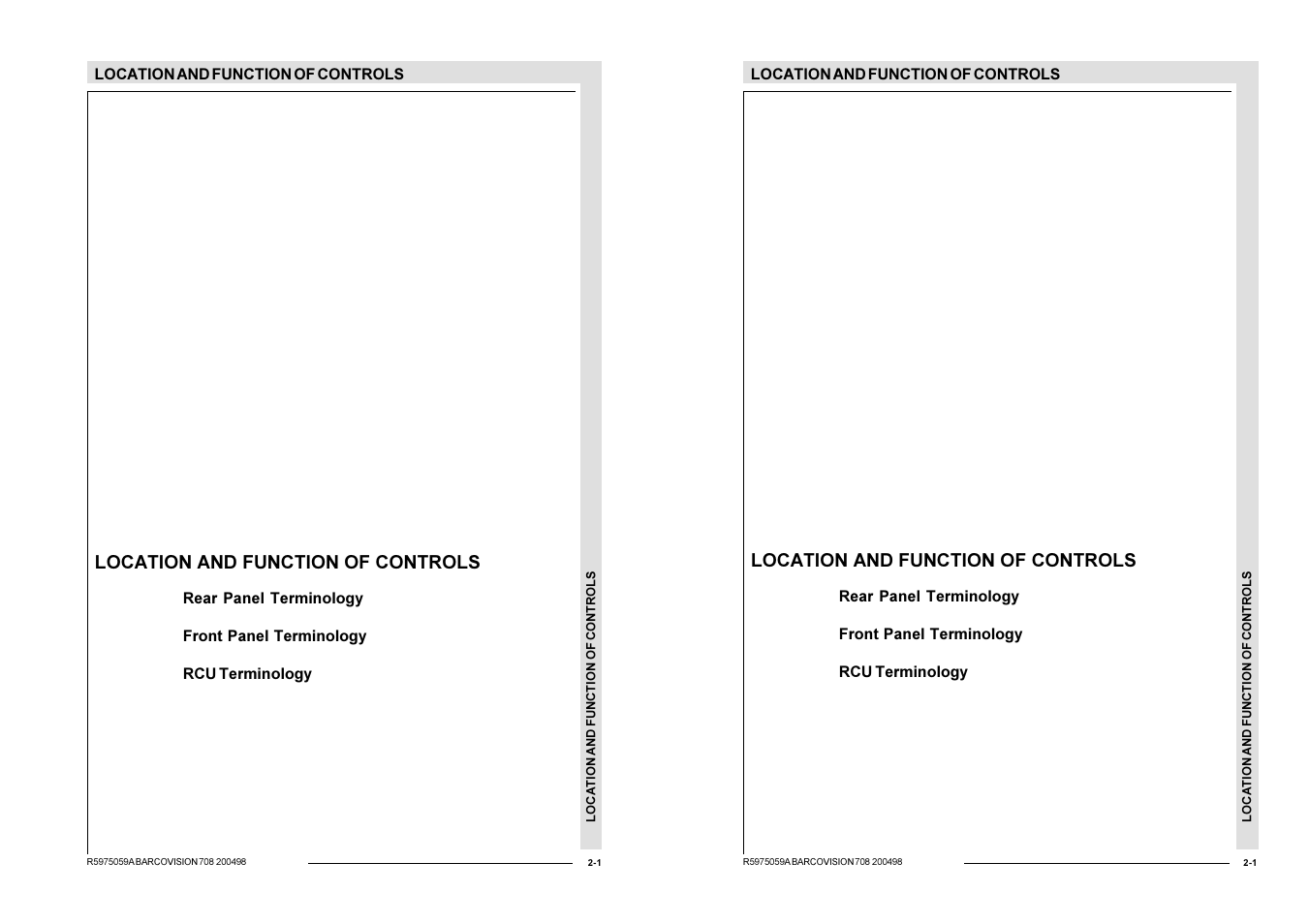 Location and function of controls | Barco R9002328 User Manual | Page 16 / 153