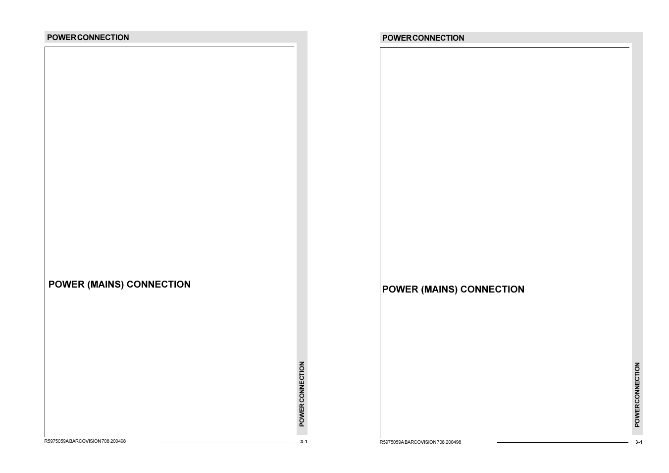 Power connection, Power (mains) connection | Barco R9002328 User Manual | Page 22 / 153