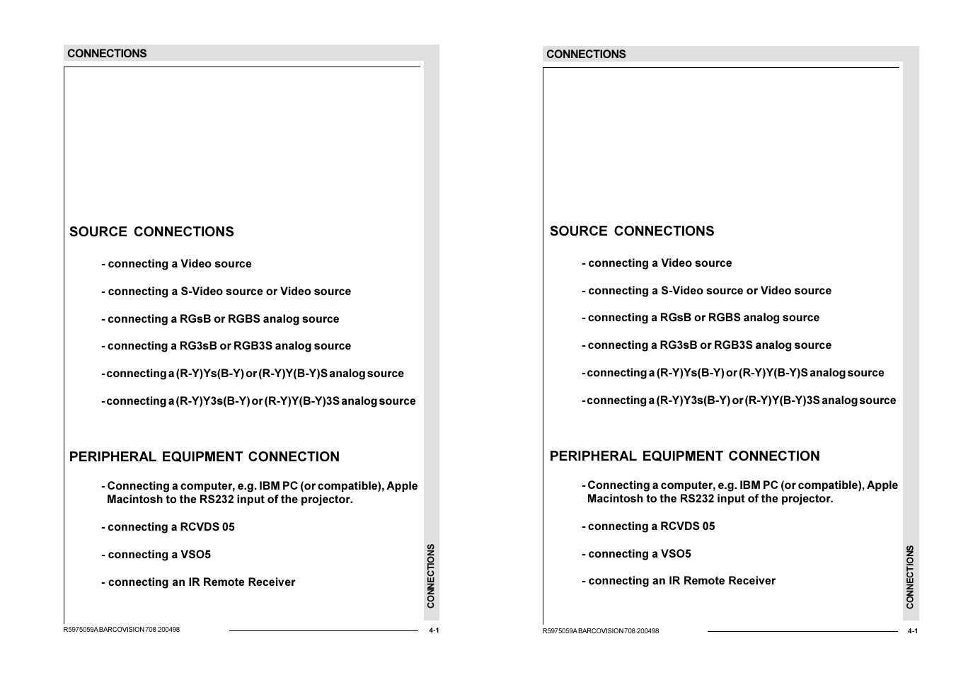 Connections | Barco R9002328 User Manual | Page 24 / 153