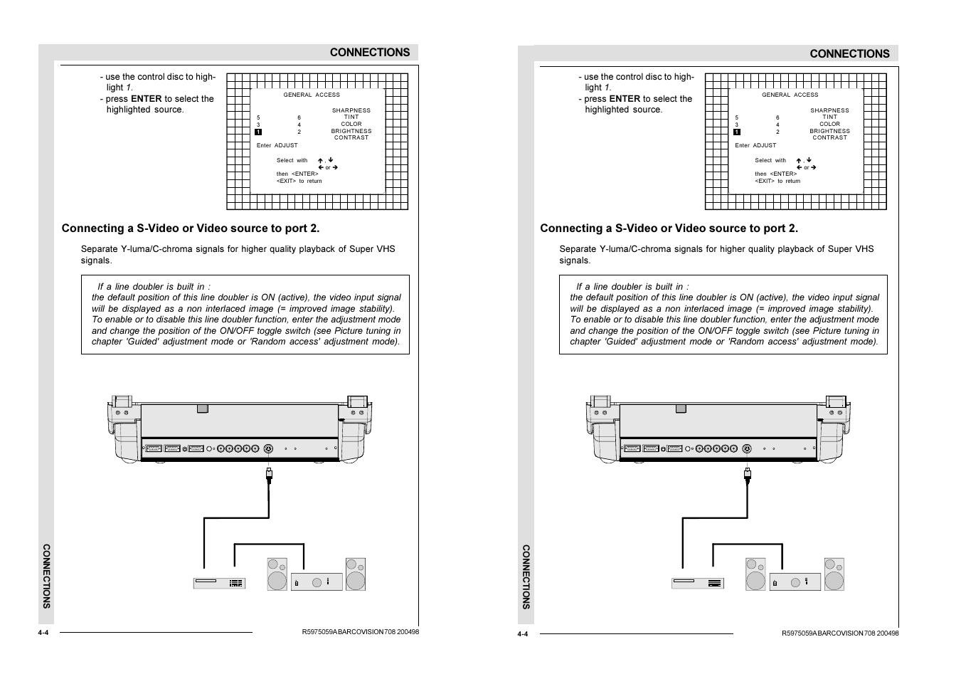 Comm port (800 peripherals) remote s video s-video | Barco R9002328 User Manual | Page 27 / 153