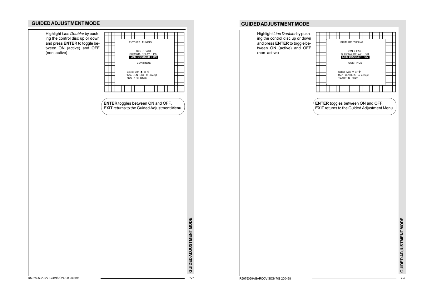 Guided adjustment mode | Barco R9002328 User Manual | Page 60 / 153