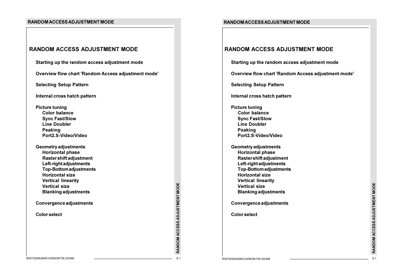 Random access adjustment mode | Barco R9002328 User Manual | Page 78 / 153