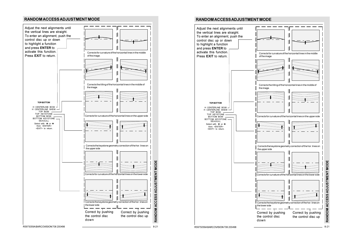 Random access adjustment mode | Barco R9002328 User Manual | Page 98 / 153