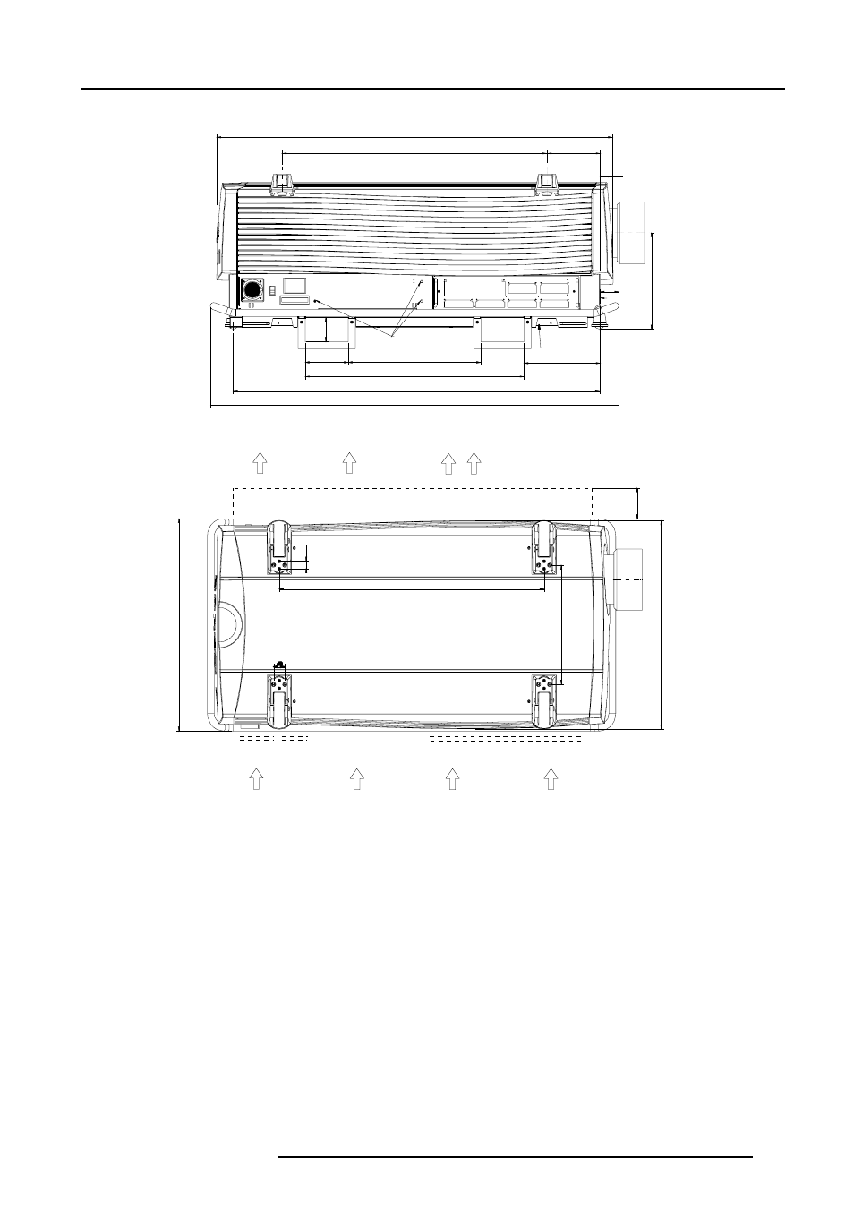 Packaging and dimensions, Top view side view | Barco R9001490 User Manual | Page 13 / 93