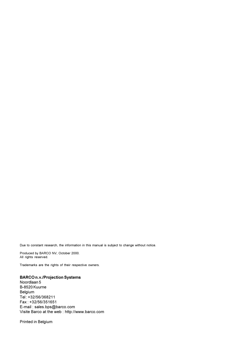 Barco R9001490 User Manual | Page 2 / 93