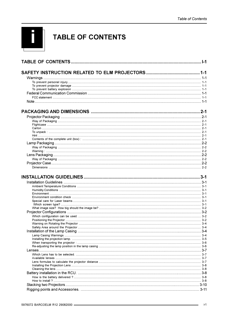 Barco R9001490 User Manual | Page 3 / 93