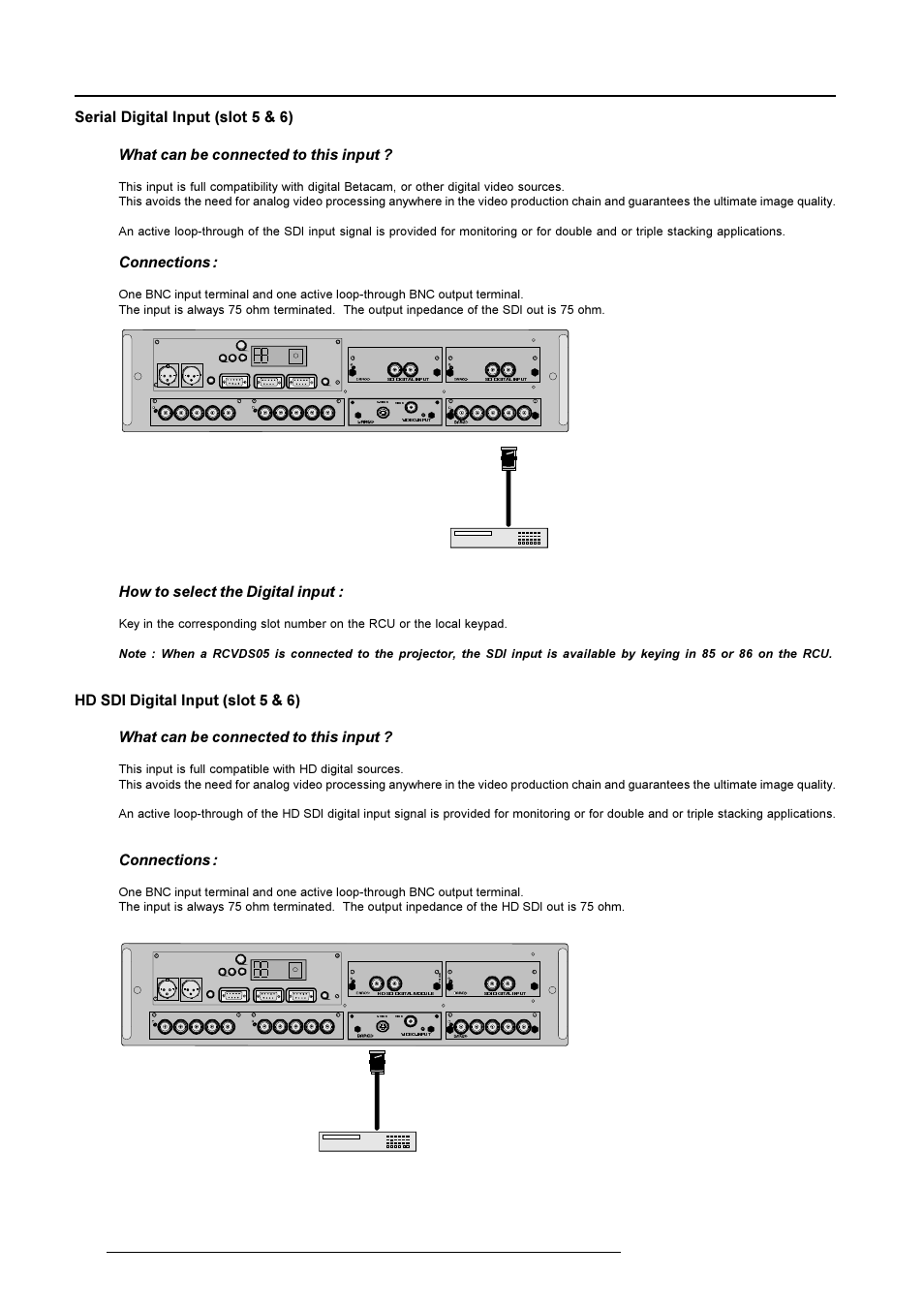 Connections, How to select the digital input | Barco R9001490 User Manual | Page 39 / 93