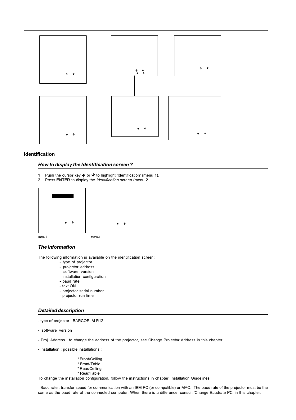 Service mode, The information, Detailed description | Barco R9001490 User Manual | Page 79 / 93