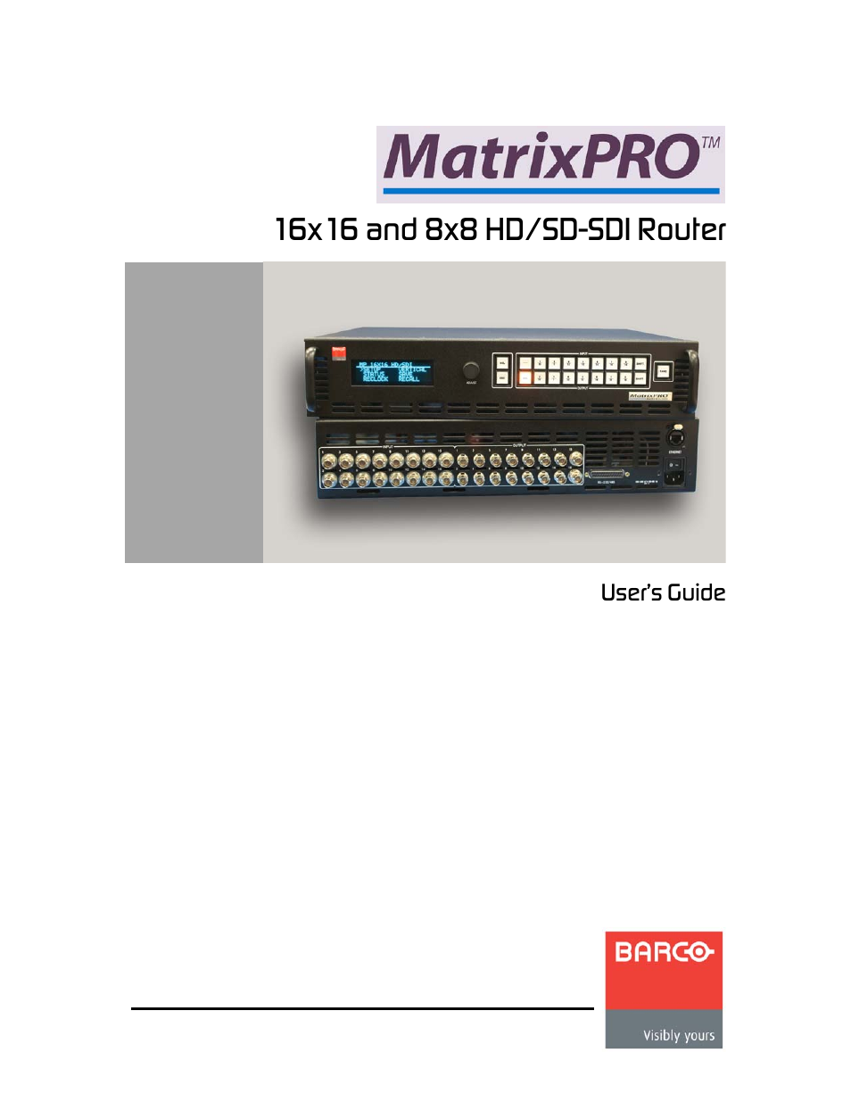 Barco MatrixPRO HD/SD-SDI User Manual | 90 pages