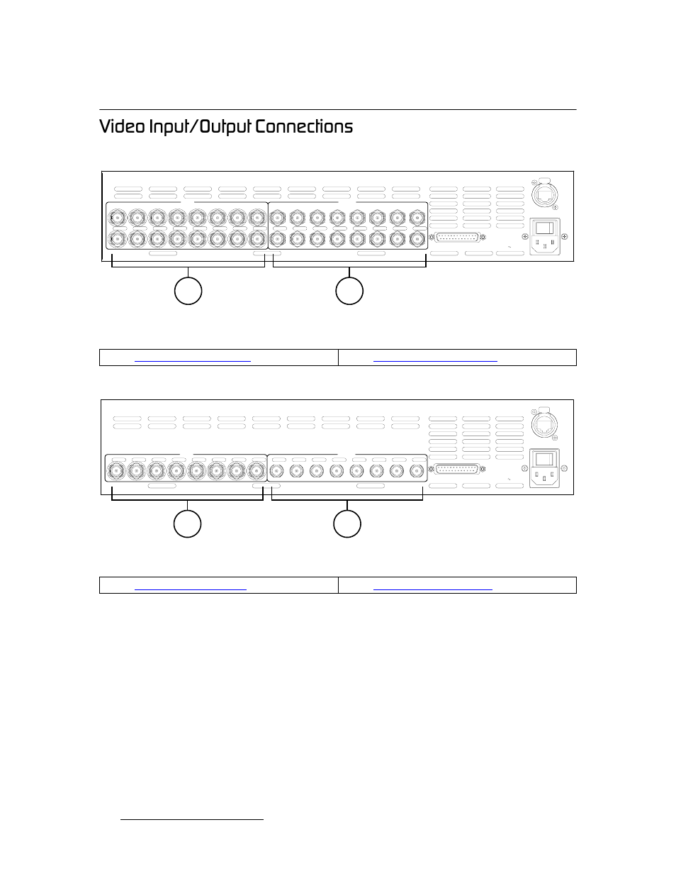 Video input/output connections, Sáçéç=fåéìíllìíéìí=`зеейенбзел, Hardware installation | Figure 2-2. matrixpro 8x8 input/output connectors | Barco MatrixPRO HD/SD-SDI User Manual | Page 22 / 90