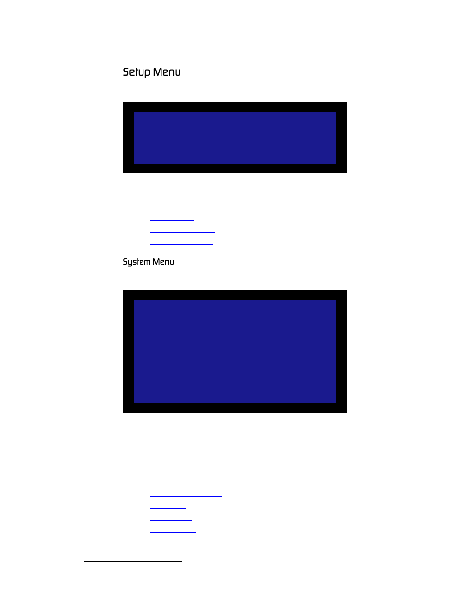 Setup menu, System menu, Péíìé=jéåì | Barco MatrixPRO HD/SD-SDI User Manual | Page 30 / 90